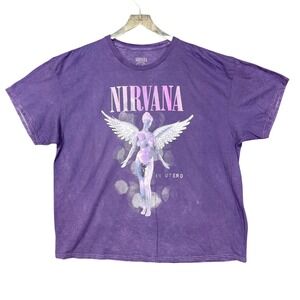 Nirvana Band Tee 3X Purple In Utero Angel Graphic T-Shirt Retro Grunge NWOT‎